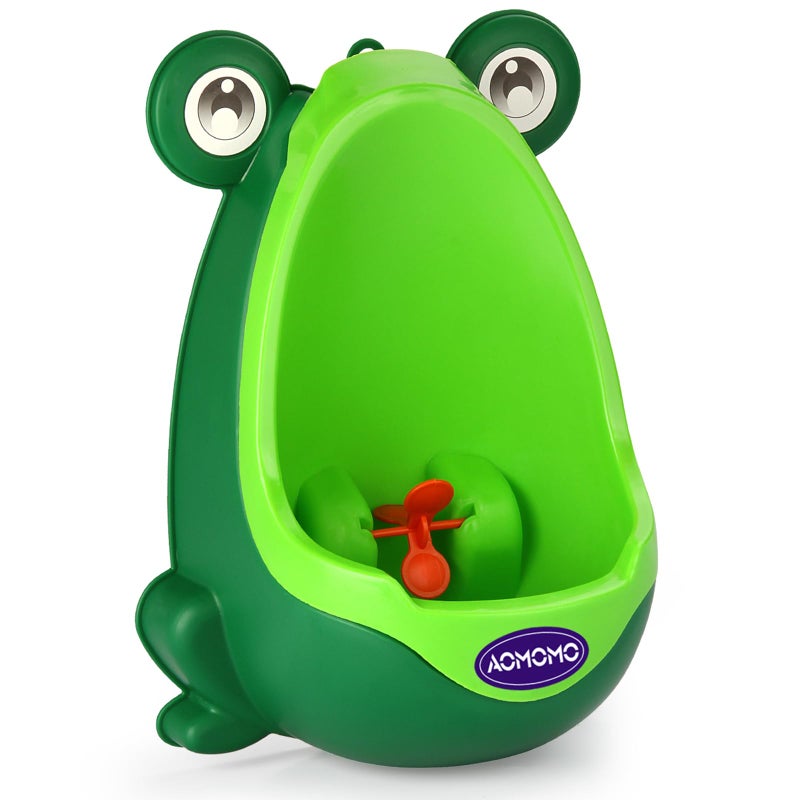 AOMOMO Toddler Urinal for Boys, Frog Potty Training Toilet with Spinning Target, Ages 1-6 (Green) - Image 1